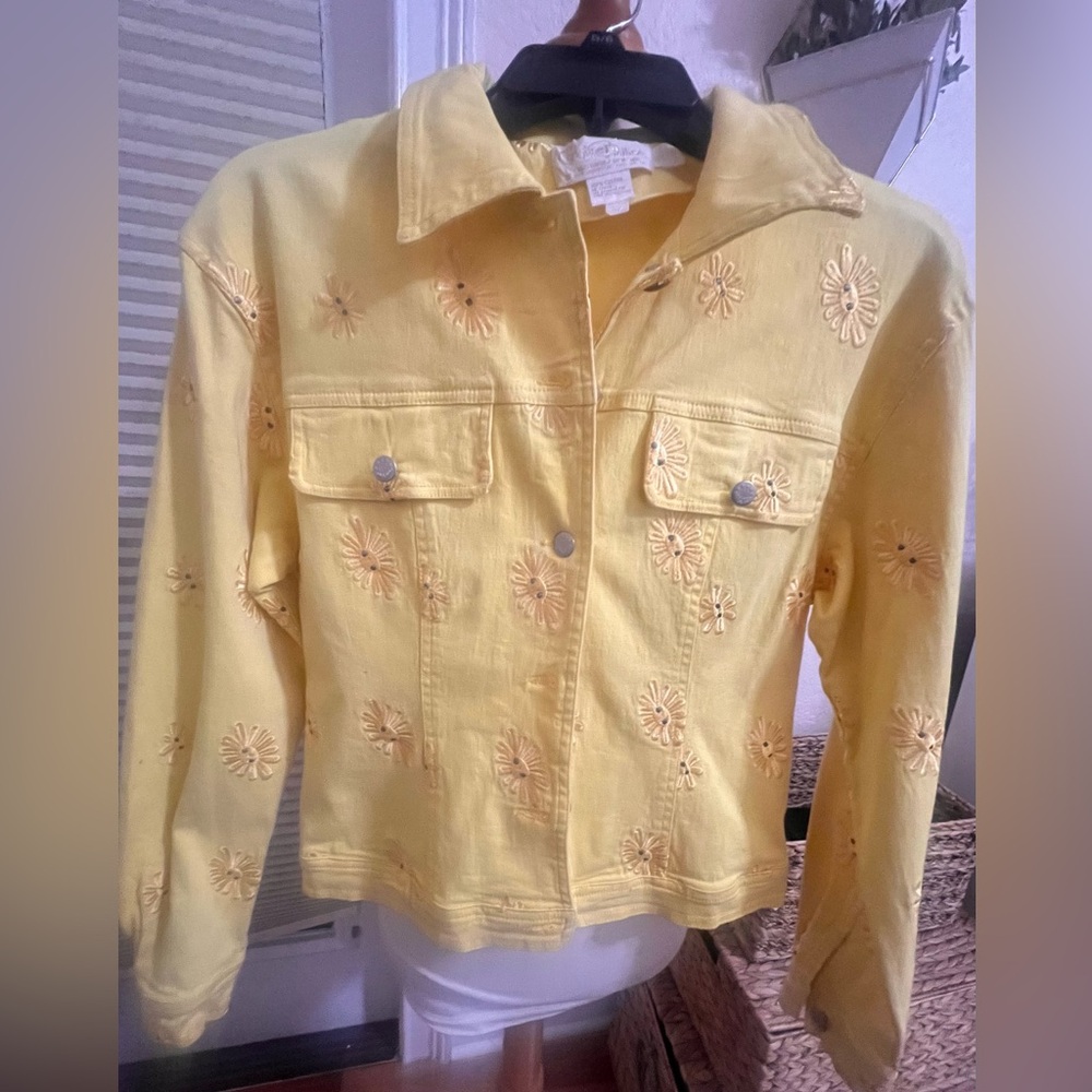 Vintage Christine Phillips Yellow  Jean Jacket